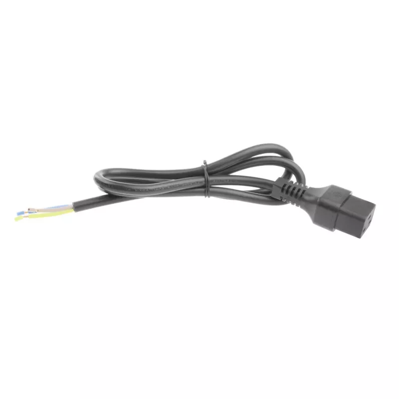 ACT Powercord C19 IEC Lock - atviras galas juodas 2 m, PC1174, 5 vnt. pakuotė