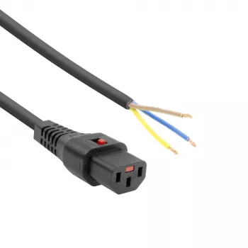 ACT maitinimo laidas C13 IEC Lock - atviras galas, juodas, 2 m, PC1025, 5 vnt. pakuotė