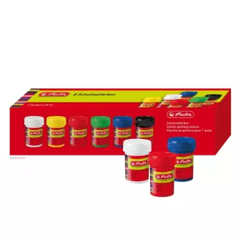 Water Based Paint Herlitz 8643025 Juoda Blue Green Red White Geltona 25 ml Jar 6 pcs