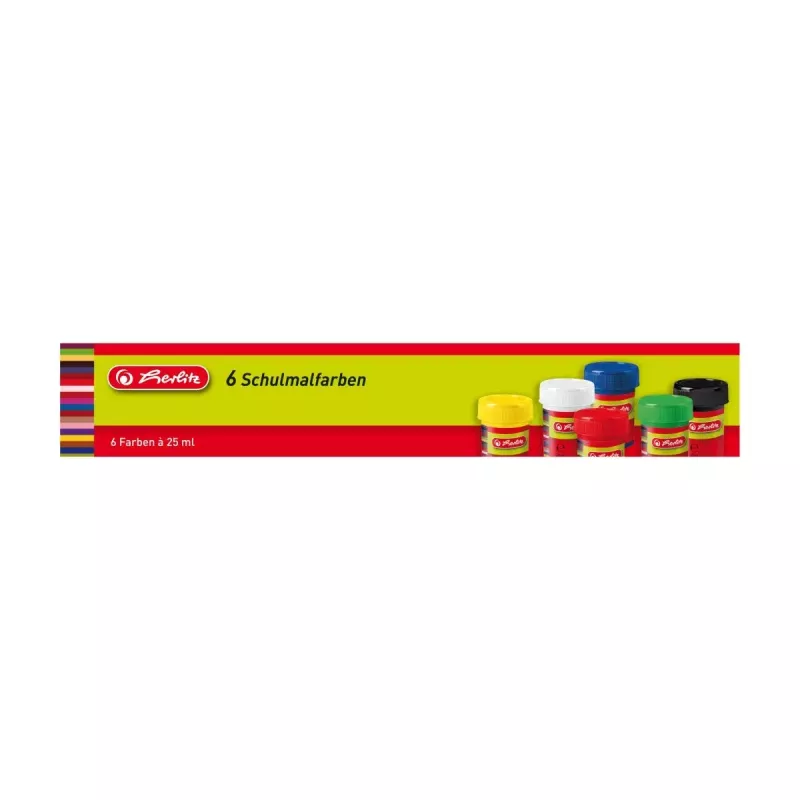 Water Based Paint Herlitz 8643025 Juoda Blue Green Red White Geltona 25 ml Jar 6 pcs