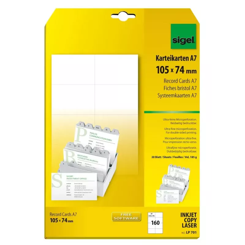 Nelipnios etiketės Sigel LP701 160 vnt. Baltos Stačiakampės