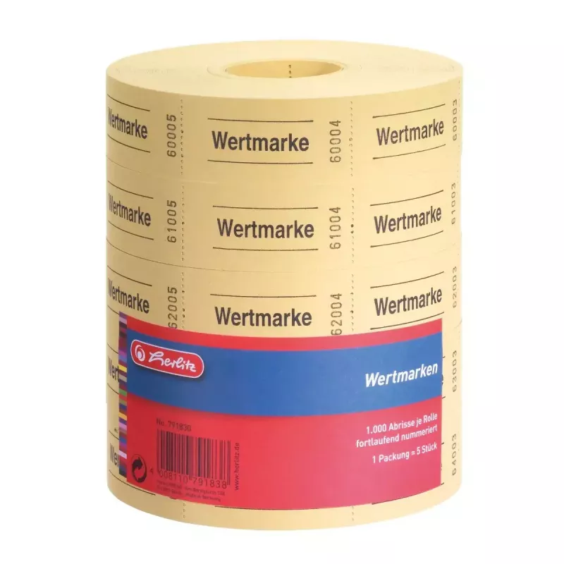 Herlitz 791830 bilietų paketas, 1000 vnt., geltoni