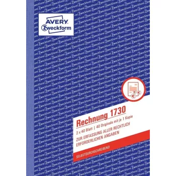 Apskaitos formų knyga AVERY 1730-5 A5 40 puslapių