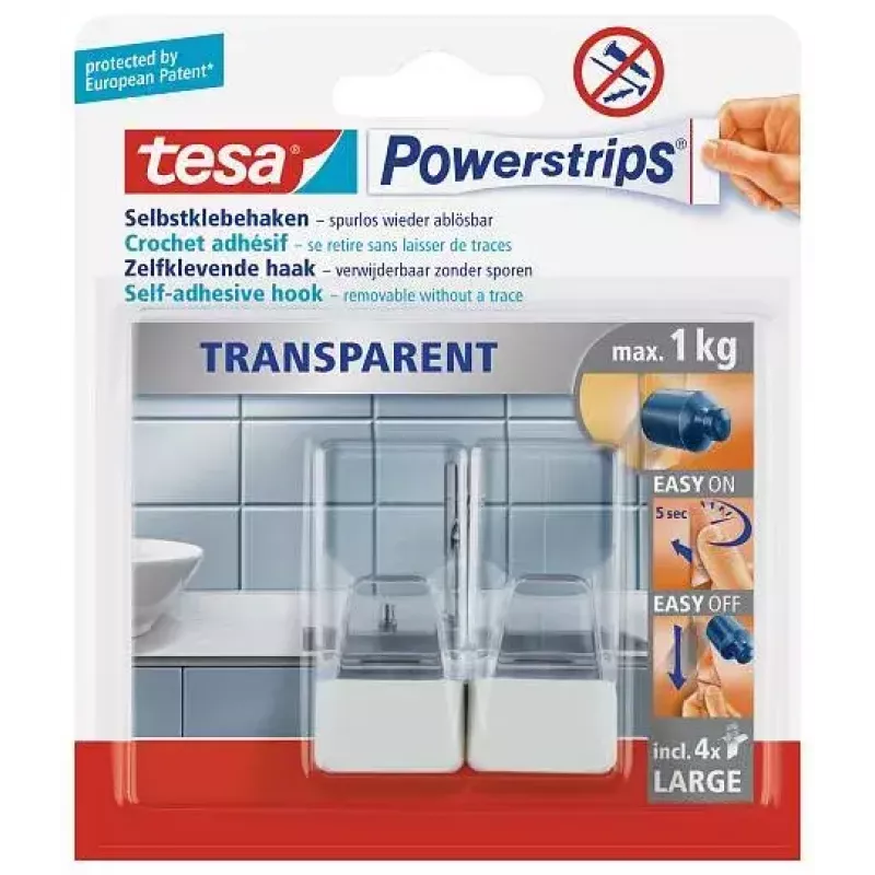 Virtuvinis kabliukas TESA 58811-00000 Skaidrus Balta 2 vnt.