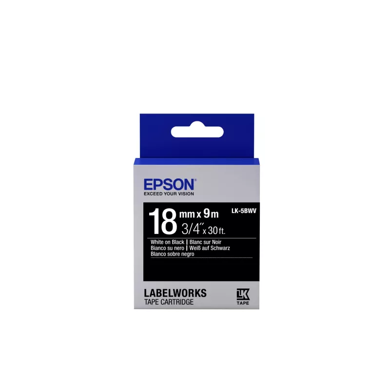 Epson kasetė etiketėms Vivid LK-5BWV balta/juoda 18mm (9m)