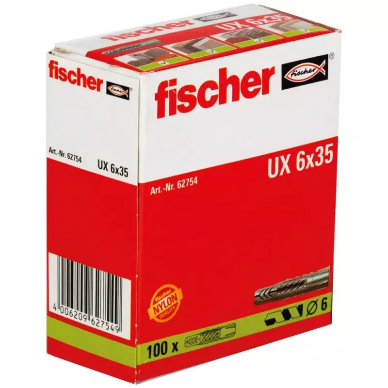 Sieninis kaištis Fischer 62754 sraigtinis inkaras 35 mm