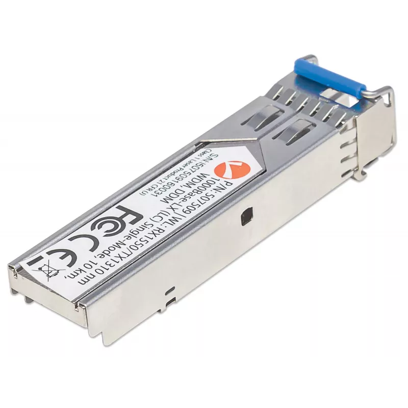 „Intellinet“ siųstuvas-imtuvas, optinis, Gigabit Fiber WDM abipusis SFP, 1000Base-Lx (LC), vienmodis prievadas, 10 km, bangos ilgiai: priėmimas (RX) 1550 nm ir siuntimas (TX) 1310 nm, WDM (Rx1550/Tx1310), MSA suderinamas, atitinka Cisco GLC-BX-U, eternetas, šviesolaidinis