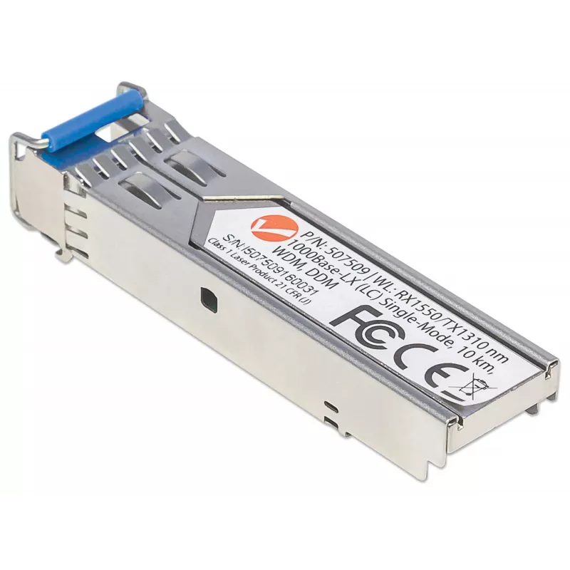 „Intellinet“ siųstuvas-imtuvas, optinis, Gigabit Fiber WDM abipusis SFP, 1000Base-Lx (LC), vienmodis prievadas, 10 km, bangos ilgiai: priėmimas (RX) 1550 nm ir siuntimas (TX) 1310 nm, WDM (Rx1550/Tx1310), MSA suderinamas, atitinka Cisco GLC-BX-U, eternetas, šviesolaidinis