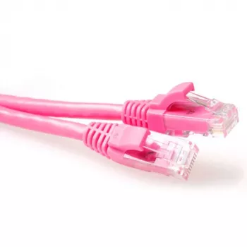 ACT rožinis 2 metrų U/UTP CAT6 komutacinis kabelis su neužkliūvančiomis RJ45 jungtimis
