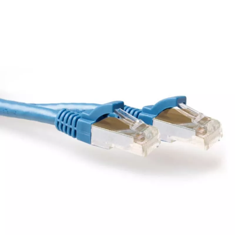 ACT mėlynas 20 metrų LSZH SFTP CAT6A komutacinis kabelis be užkibimo su RJ45 jungtimis