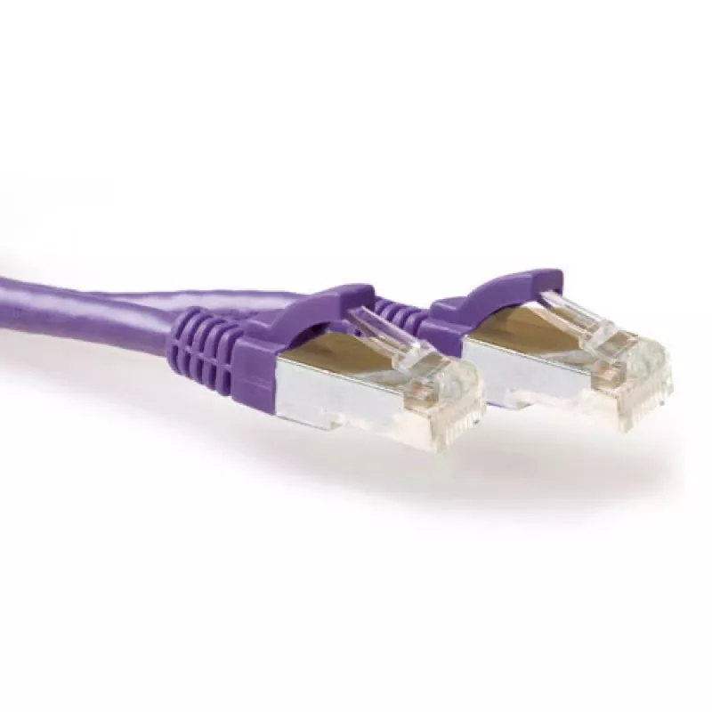 ACT Purple 2 meter LSZH SFTP CAT6A komutacinis kabelis snagless su RJ45 jungtimis