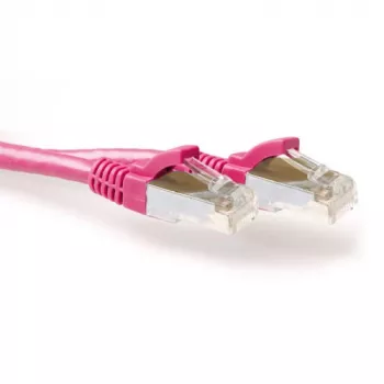 ACT rožinis 30 m LSZH SFTP CAT6A komutacinis kabelis be užkliūvančių RJ45 jungčių