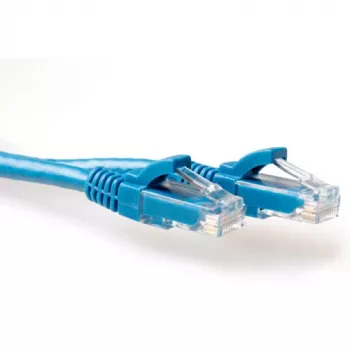 ACT mėlynas 2 metrų U/UTP CAT6A komutacinis kabelis su apsaugotais RJ45 jungčių skląsčiais
