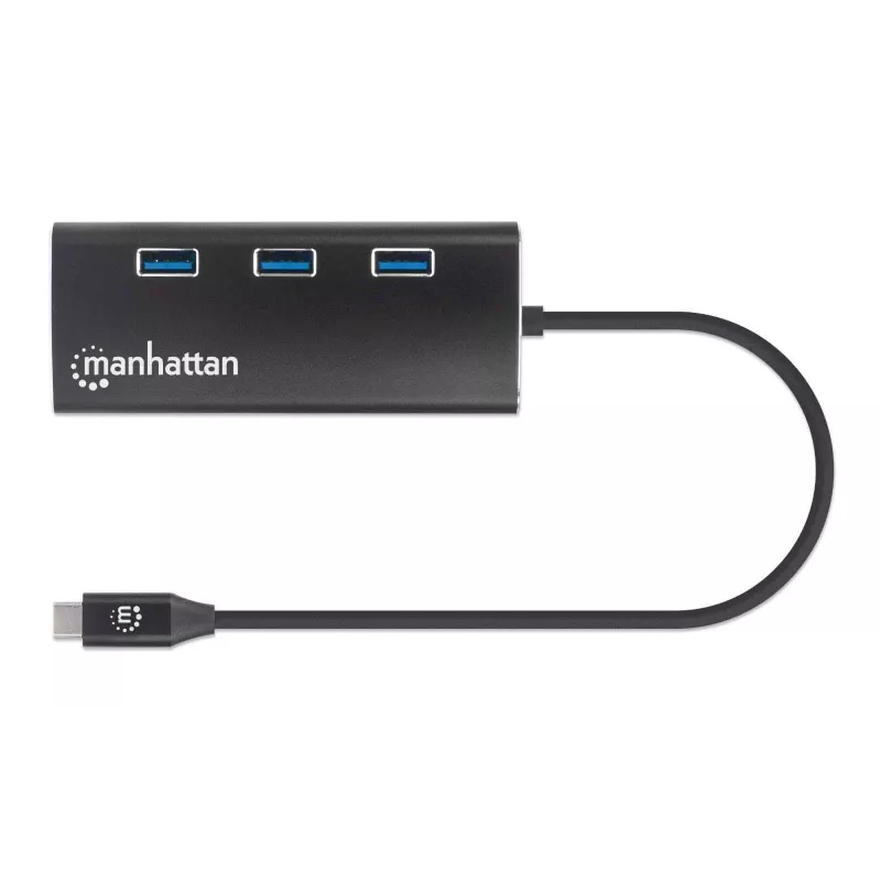 Manhattan USB-C dokas/šakotuvas su kortelių skaitytuvu, prievadai (x6): Ethernet, HDMI, USB-A (x3) ir USB-C, su maitinimo tiekimu (100 W) į USB-C prievadą (Pastaba: reikalingas papildomas USB-C sieninis įkroviklis ir USB-C laidas), universalus visiems įrenginiams, aliuminis, ekvivalentas DKT30CSDHPD3