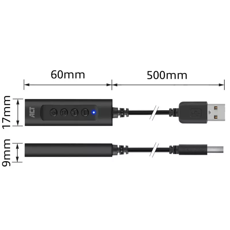 ACT AC9360 garso plokštė USB 3,5 mm ausinių jungtis 4 mygtukai