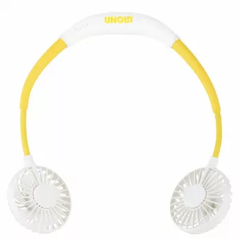 Unold Neck Fan Breezy White, balta, geltona, 2 ventiliatoriai, 8 val., kaklo ventiliatorius, balta, 1 vnt.