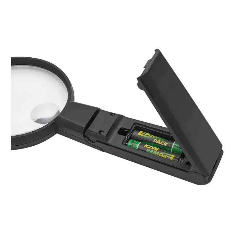 Rankinis LED didintuvas WEDO 271 7565 — 5× didinimas, maitinamas baterijomis, juoda / balta