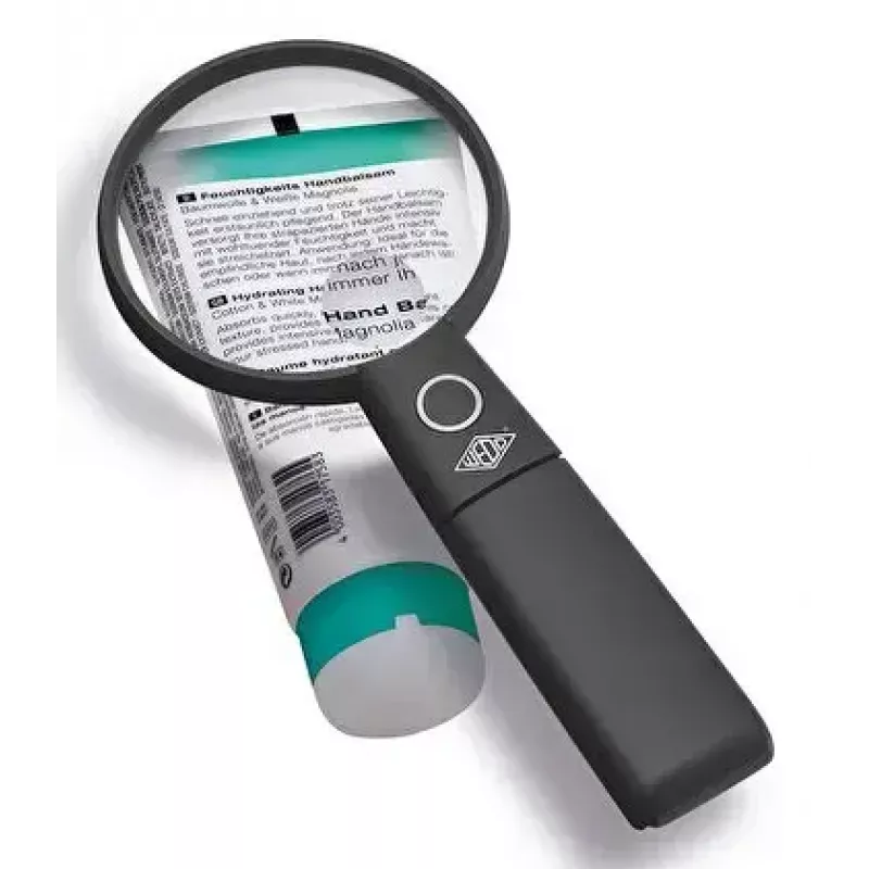 Rankinis LED didintuvas WEDO 271 7565 — 5× didinimas, maitinamas baterijomis, juoda / balta