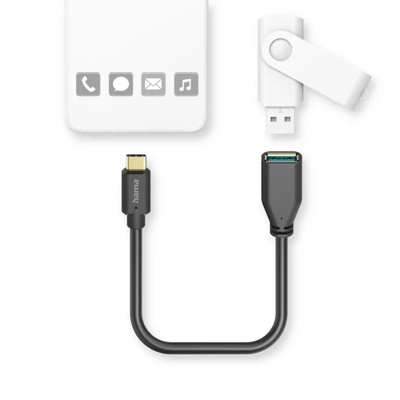 Hama 00125105 USB kabelis USB 3.2 Gen 1 (3.1 Gen 1) 0,15 m USB A USB C juodas