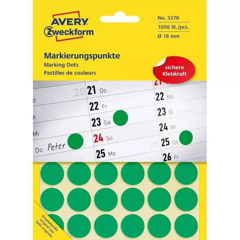 Avery spalvų kodavimo lipdukai, žali