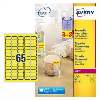 Mini etiketės lazeriniams spausdintuvams Avery L7651 geltonos