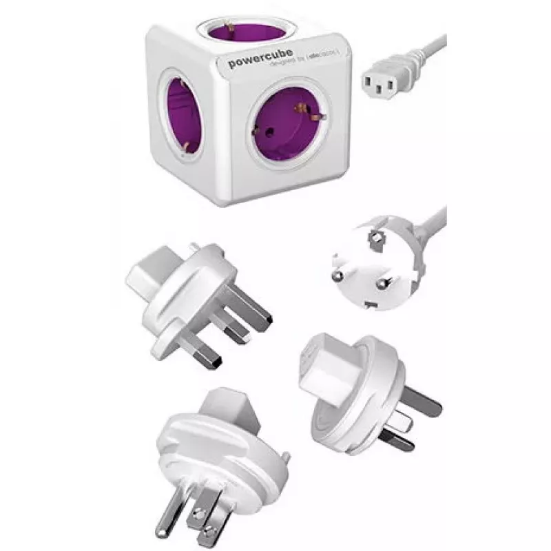 Power Extension Allocacoc PowerCube ReWirable USB 1m 4 AC Outlets Violetinė Balta