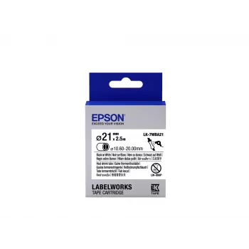 „Epson“ etikečių kasetė „Heat Shrink Tube“ (HST) LK-7WBA21 juoda/balta D21mm (2,5 m)