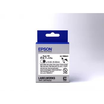 „Epson“ etikečių kasetė „Heat Shrink Tube“ (HST) LK-7WBA21 juoda/balta D21mm (2,5 m)