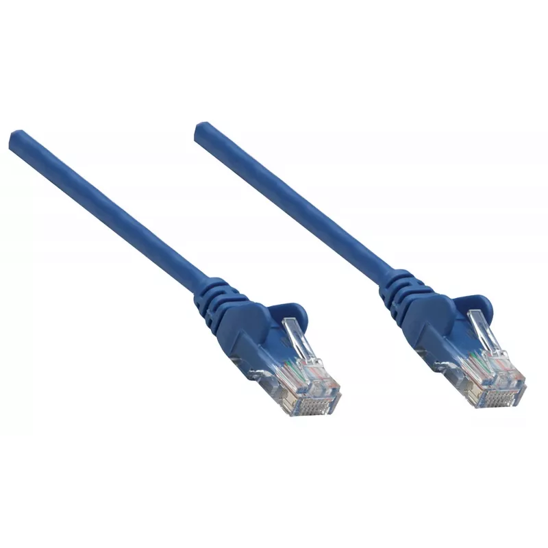 Intellinet tinklo komutacinis kabelis, Cat6A, 0,25 m, mėlynas, varis, S/FTP, LSOH / LSZH, PVC, RJ45, auksu dengti kontaktai, neužkabinamas, su apsaugine mova, garantija visam laikui