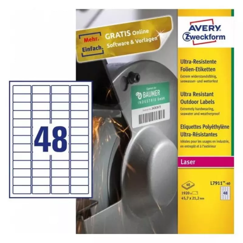 Lipnus spausdintuvo lapelis Avery L7911-40