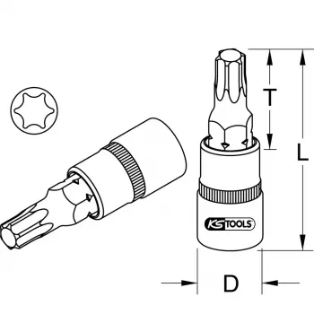 Lizdų rinkinys KS Tools 911.1445 1/4 colio pavara 1 galvutė 15 g