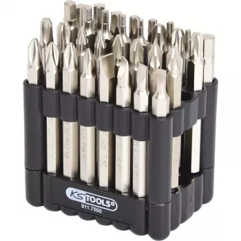 Atsuktuvų antgalių rinkinys KS Tools 911.7550 — 32 vnt., nikeliuotas, 75 mm, 1/4 colio (25,4/4 mm) šešiabriaunis kotas