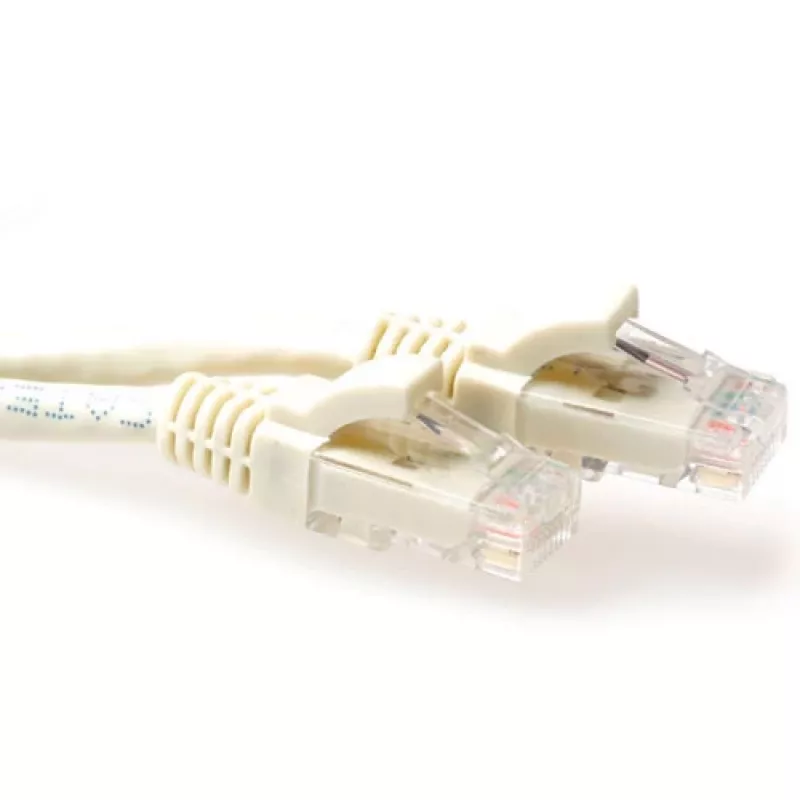 ACT Ivory 1 metro U/UTP CAT6 komutacinis kabelis su apsauga nuo užkliuvimo ir RJ45 jungtimis