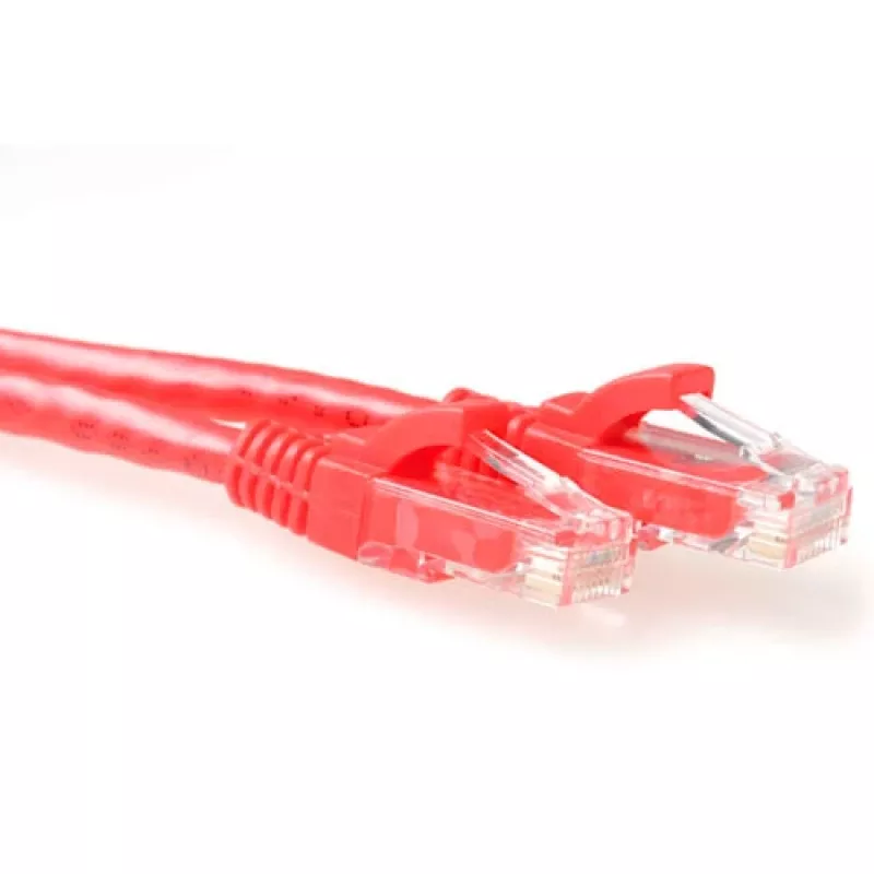 ACT raudonas 1 metro U/UTP CAT6 komutacinis kabelis be užsikirtimų su RJ45 jungtimis