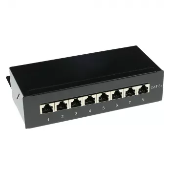 Paviršinis ekranuotas 8 prievadų CAT6A dėžutė ACT FA7001, juoda, 173×109×44 mm, 110/Krone užspaudimo blokas