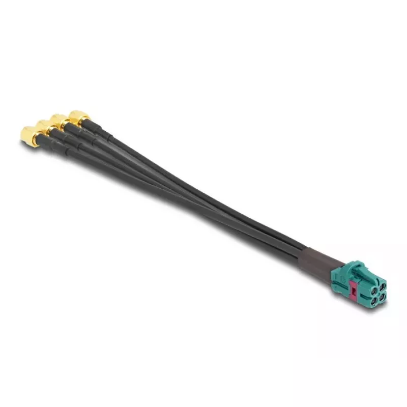 DeLOCK 90142 bendraašis kabelis 0,2 m Mini FAKRA Z 4 x SMA juodas
