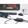 Manhattan Smart Video Multiport dokas, prievadai (x5): HDMI prievadas, USB-A (x2), USB-C (x2), su maitinimo tiekimu į USB-C prievadą, vidinis maitinimo šaltinis, itin kompaktiškas, nuimamas maitinimo kabelis, juodas, trejų metų garantija, mažmeninė pakuotė