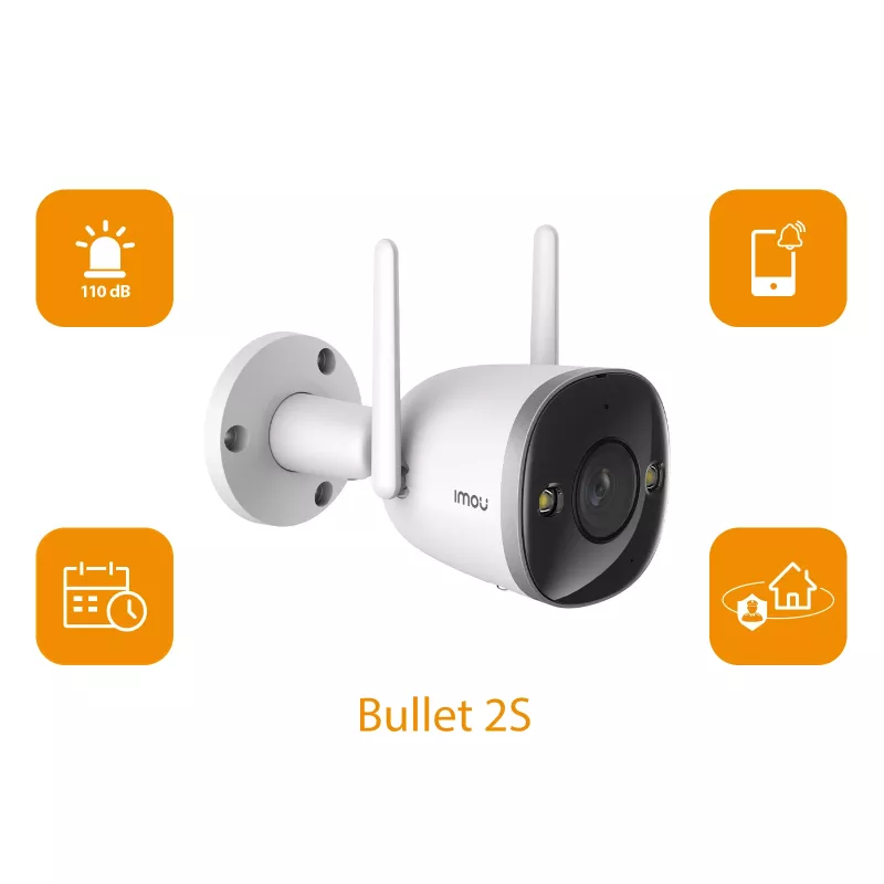 Imou Bullet 2S, IP apsaugos kamera, vidaus, laidinis ir belaidis, išorinė, CE, FCC, tvirtinama prie lubų/sienos