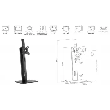 eSTUFF GLB226004 monitoriaus laikiklis / stovas 81,3 cm (32 colių) Stalinis Juodas