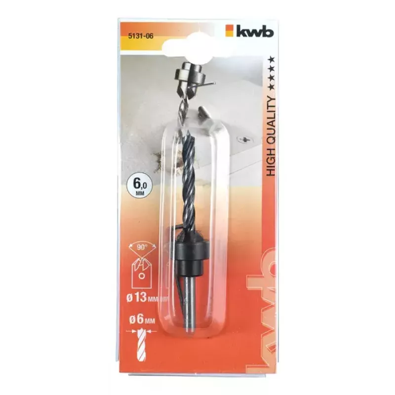Grąžtas KWB 513106 6 mm, skirtas medžio drožlių plokštėms, kietmedžiui, plastikui ir minkštai medienai