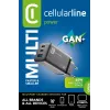 Cellularline Multipower Micro 65W itin kompaktiškas 65W greitas tinklo įkroviklis su 3 prievadais