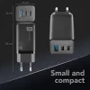Cellularline Multipower Micro 65W itin kompaktiškas 65W greitas tinklo įkroviklis su 3 prievadais