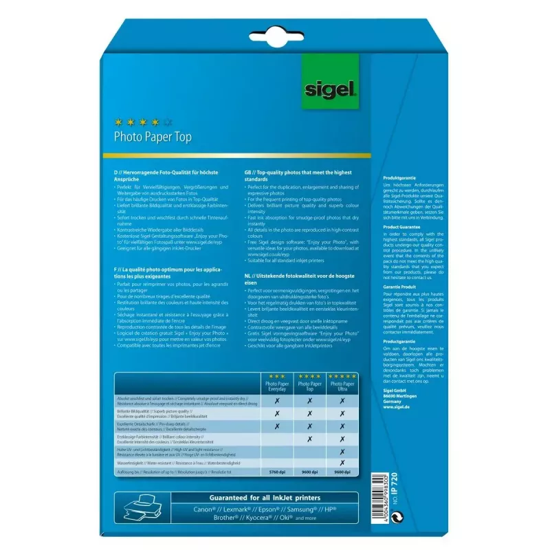 Blizgus fotopopierius Sigel InkJet Top A4