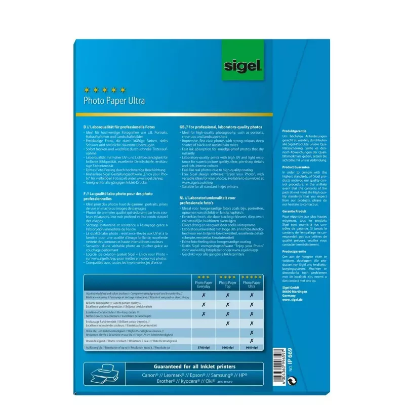Popierius nuotraukoms Sigel InkJet Ultra A4, satininis