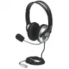 Manhattan Stereo Over-Ear Headset (3.5mm), Microphone Boom (padded), Adjustable Steel Headband, In-Line Volume Control, Ear Cushions, Std 2x 3.5mm stereo jack/plug for audio/mic use, kabelis 2.5m, 3 Year Warranty