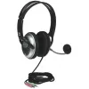 Manhattan Stereo Over-Ear Headset (3.5mm), Microphone Boom (padded), Adjustable Steel Headband, In-Line Volume Control, Ear Cushions, Std 2x 3.5mm stereo jack/plug for audio/mic use, kabelis 2.5m, 3 Year Warranty