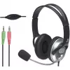 Manhattan Stereo Over-Ear Headset (3.5mm), Microphone Boom (padded), Adjustable Steel Headband, In-Line Volume Control, Ear Cushions, Std 2x 3.5mm stereo jack/plug for audio/mic use, kabelis 2.5m, 3 Year Warranty