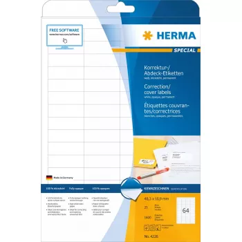 Koregavimo/uždengimo etiketės HERMA A4 48,3x16,9 mm 1600 vnt.