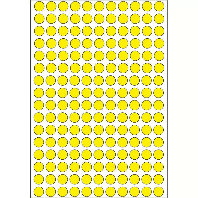 Daugiafunkciai lipdukai HERMA 5632 apvalūs geltoni taškeliai 8 mm