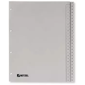 Rexel PP skirtukai, pilki, skaitmeniniai, pilka, A4, 225 mm, 300 mm, 7 mm, 1 vnt.